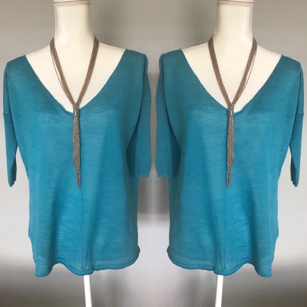 Blue oversized top 100% ramie size small